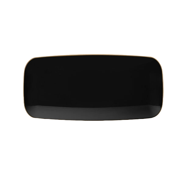Organic Black/Gold Rim 10.6" Rectangle Tray (2 Count)