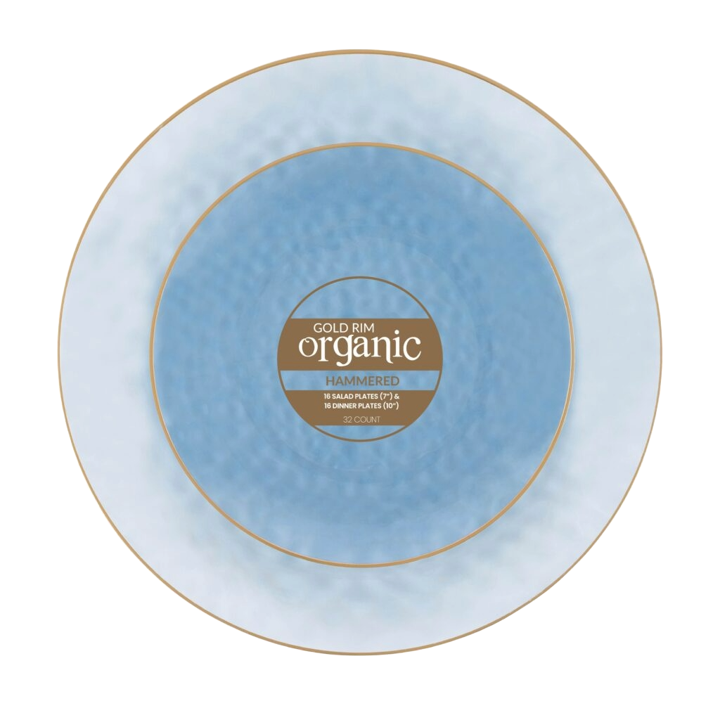 Organic Hammered Blue/Gold Rim Collection