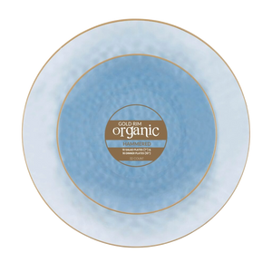 Organic Hammered Blue Gold Rim Combo Plates (32 count)