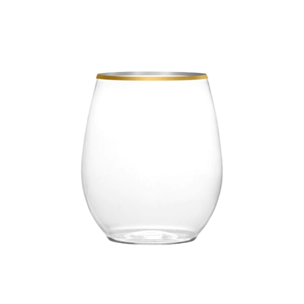 Clear/Gold Rim 12 OZ Stemless Wine Goblets (6 Count)