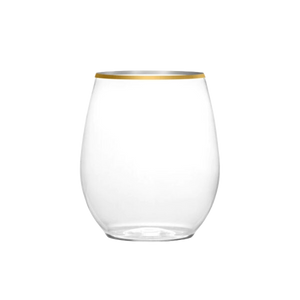 Clear/Gold Rim 12 OZ Stemless Wine Goblets (6 Count)