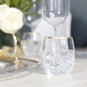 Clear/Gold Rim 12 OZ Stemless Wine Goblets (6 Count)