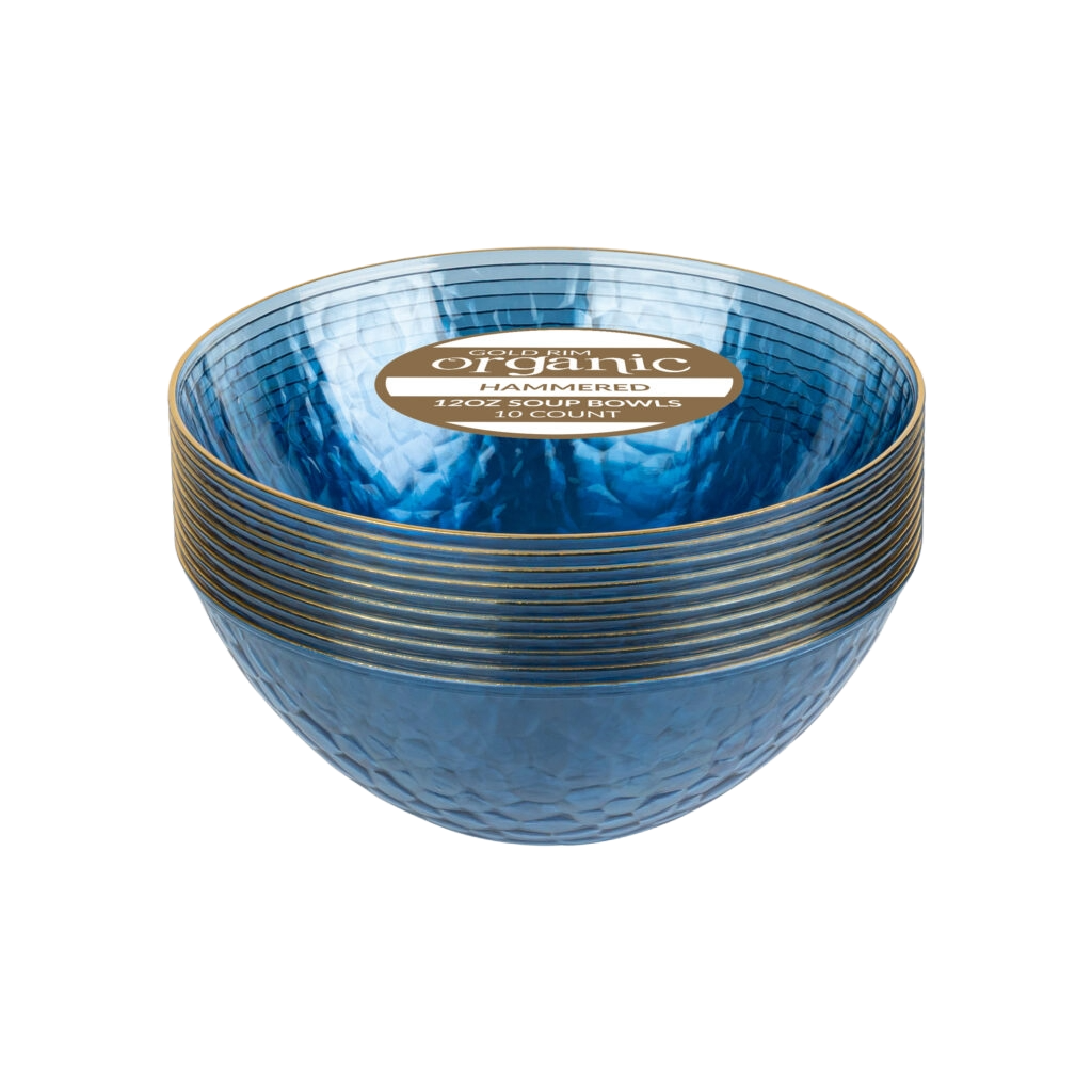 Organic Hammered Blue/Gold Rim Collection