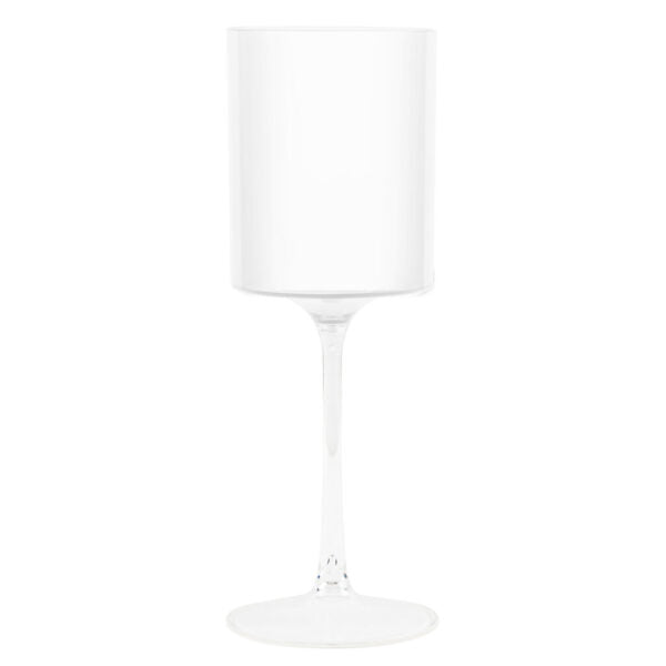 Two Tone White/Clear Wine Glasses  (5 Count)