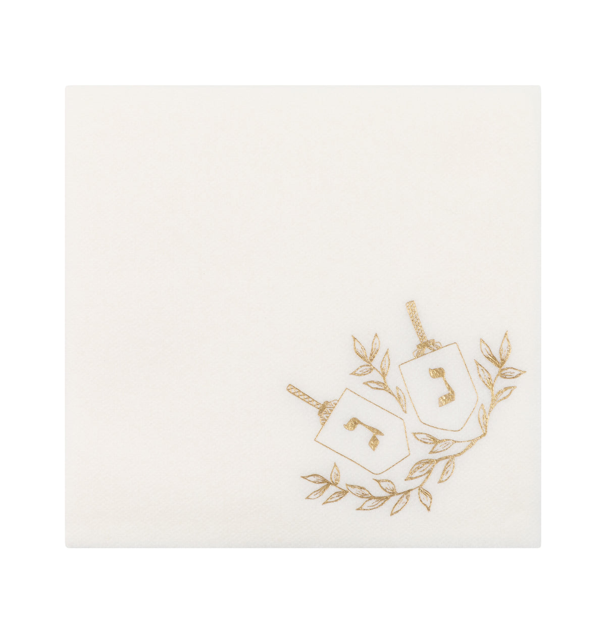 Chanukah Collection White/Gold Linen Cocktail Napkins