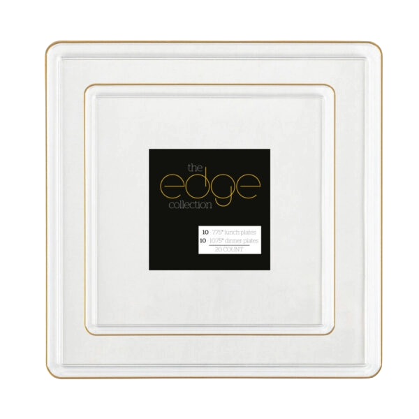 Square Edge Clear/Gold Rim Combo Plates