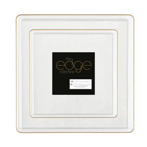 Square Edge Clear/Gold Rim Combo Plates