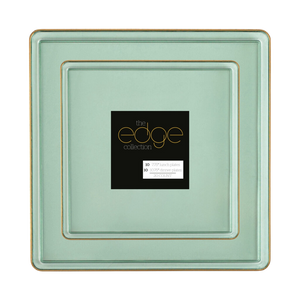 Square Edge Green Transparent/Gold Rim Combo Plates