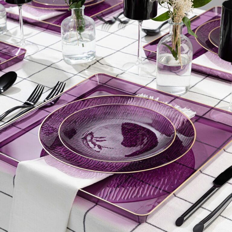 Icicles Purple/Gold Rim Combo Plates