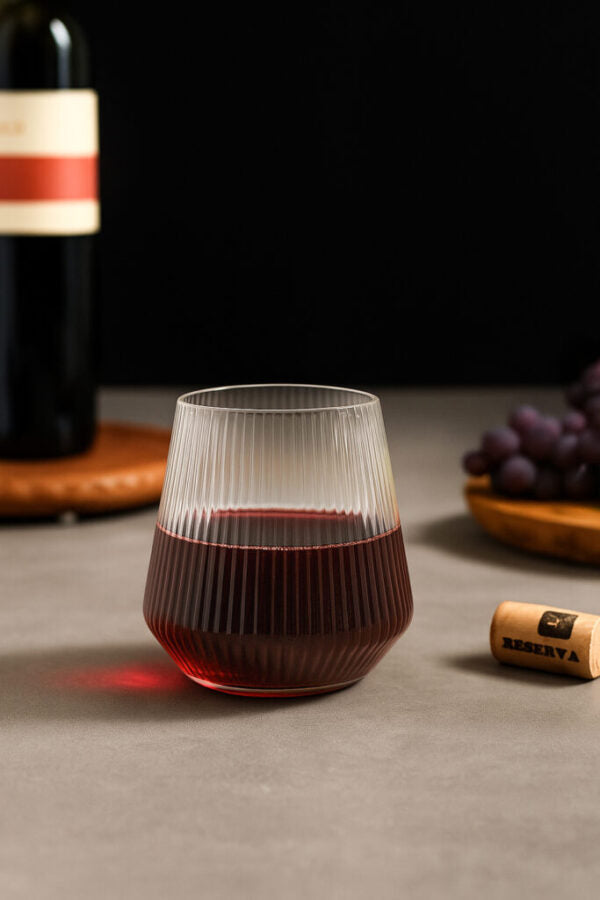 Clear 12 OZ Ribbed Stemless Goblets (6 Count)