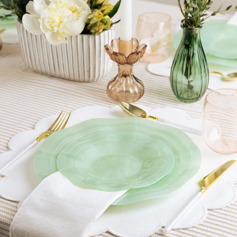 Ribbed Green Pearl Combo Plates