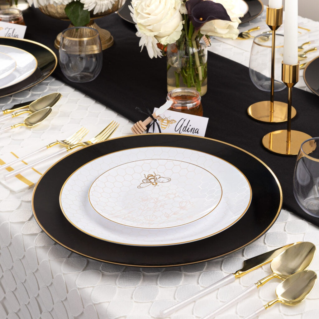 Honey Bee Deluxe White/Gold Combo Plates (24 Count)