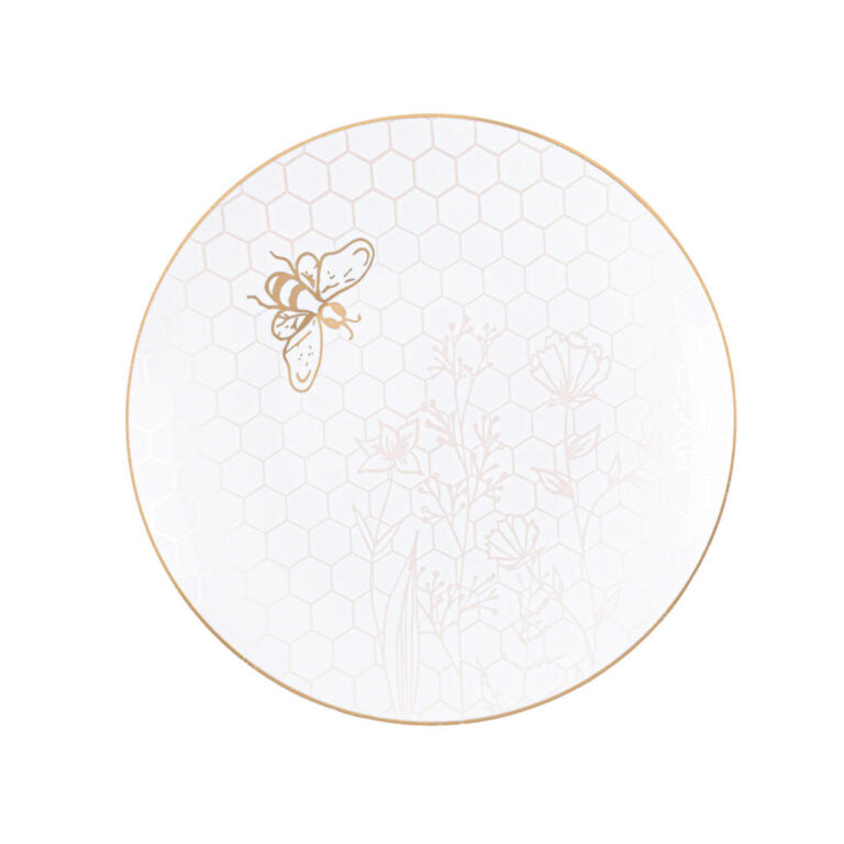 Honey Bee Deluxe White/Gold Combo Plates (24 Count)