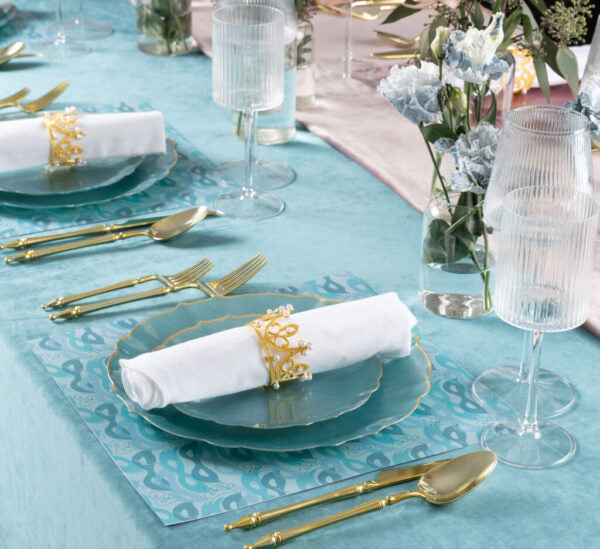 Aristocratic Pearl Blue/Gold Rim Combo Plates