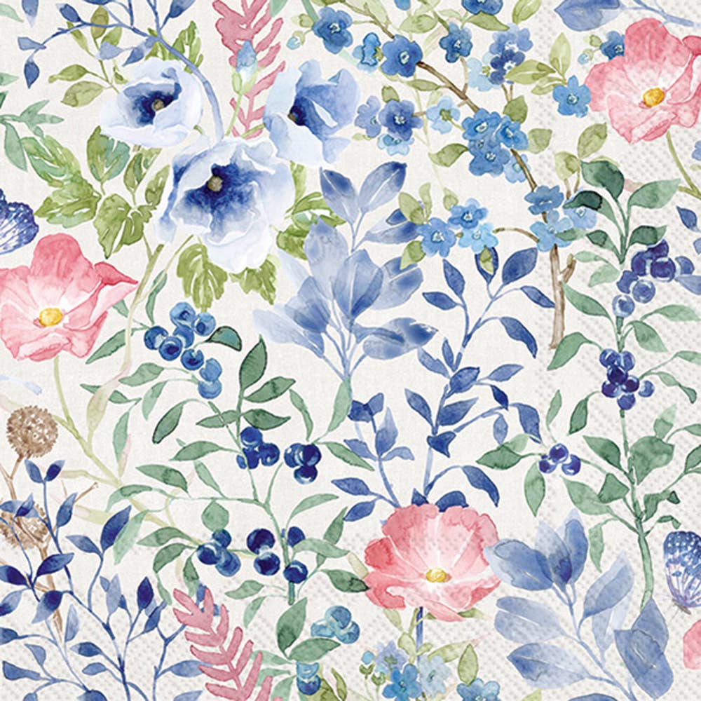 Indigo Flowers Lunch Napkins (20 Count)