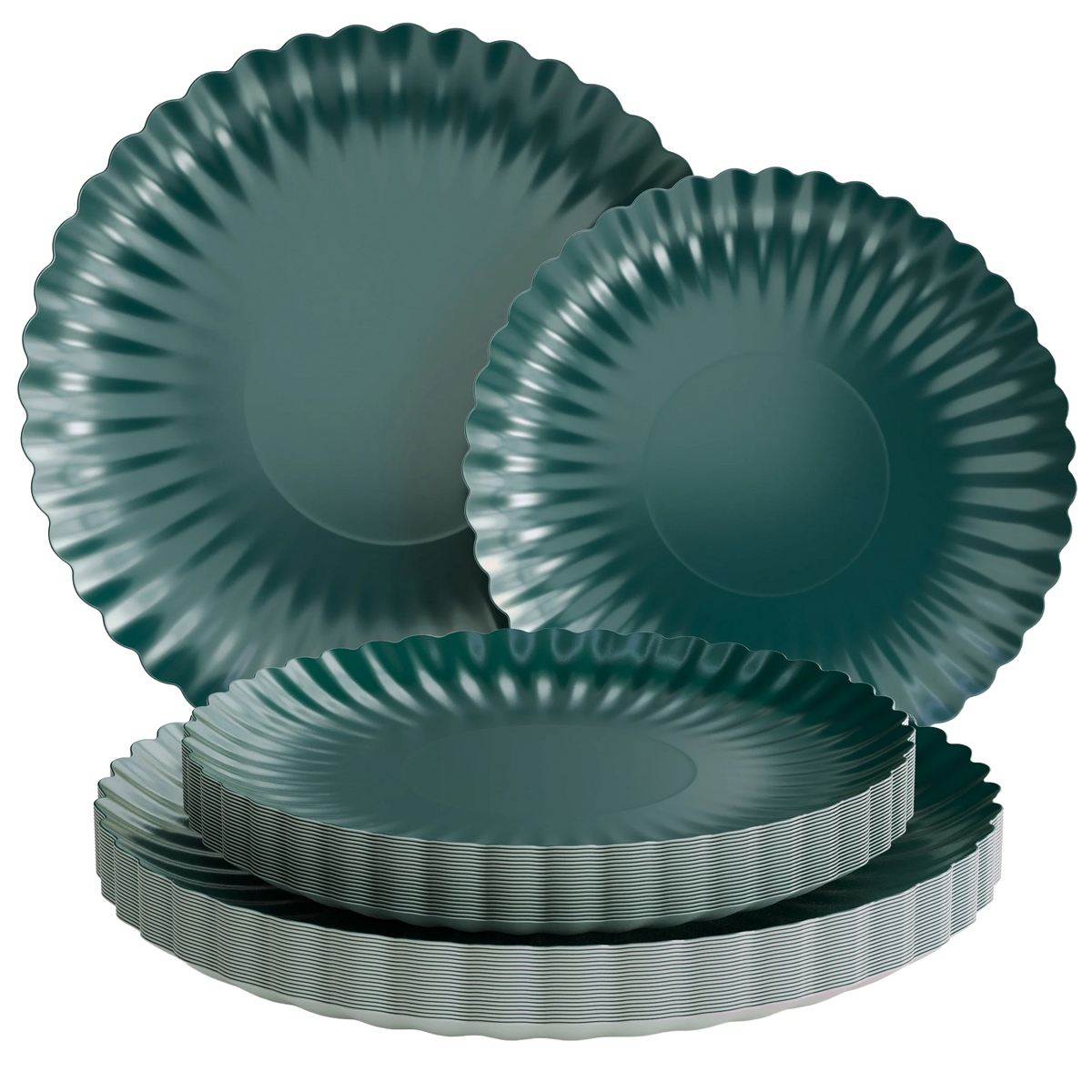 Scalloped Black Aqua Paper Combo Plates