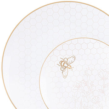 Honey Bee Deluxe White/Gold Combo Plates (24 Count)