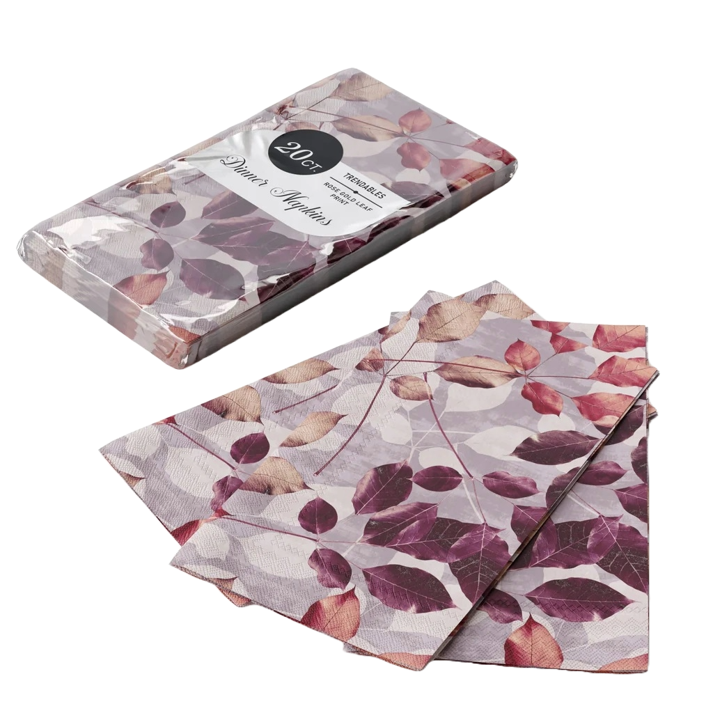 Rose Gold Leaf Dinner Napkins