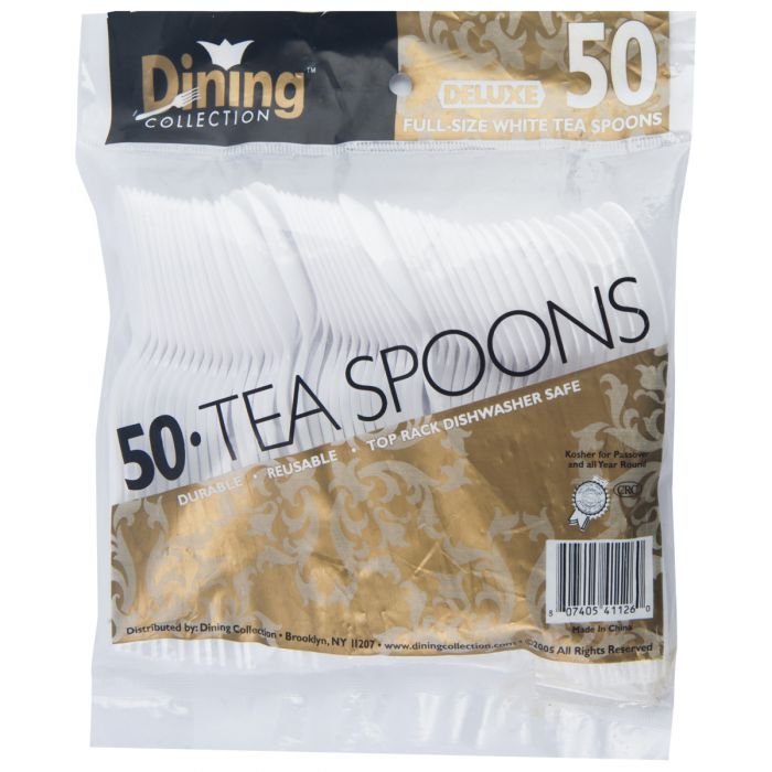 Plastic Heavy-Weight White Teaspoons (50 Count)