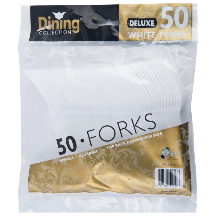 Plastic Heavy-Weight White Forks (50 Count)