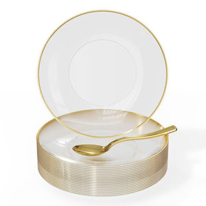 Clear Dessert Plates with Gold Rim