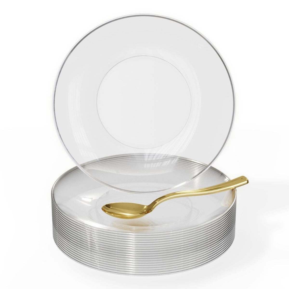Clear Dessert Plates with Silver Rim
