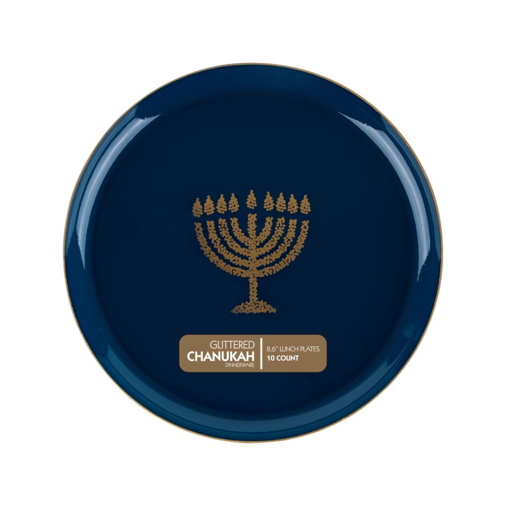 Chanukah Blue Glitter Plates