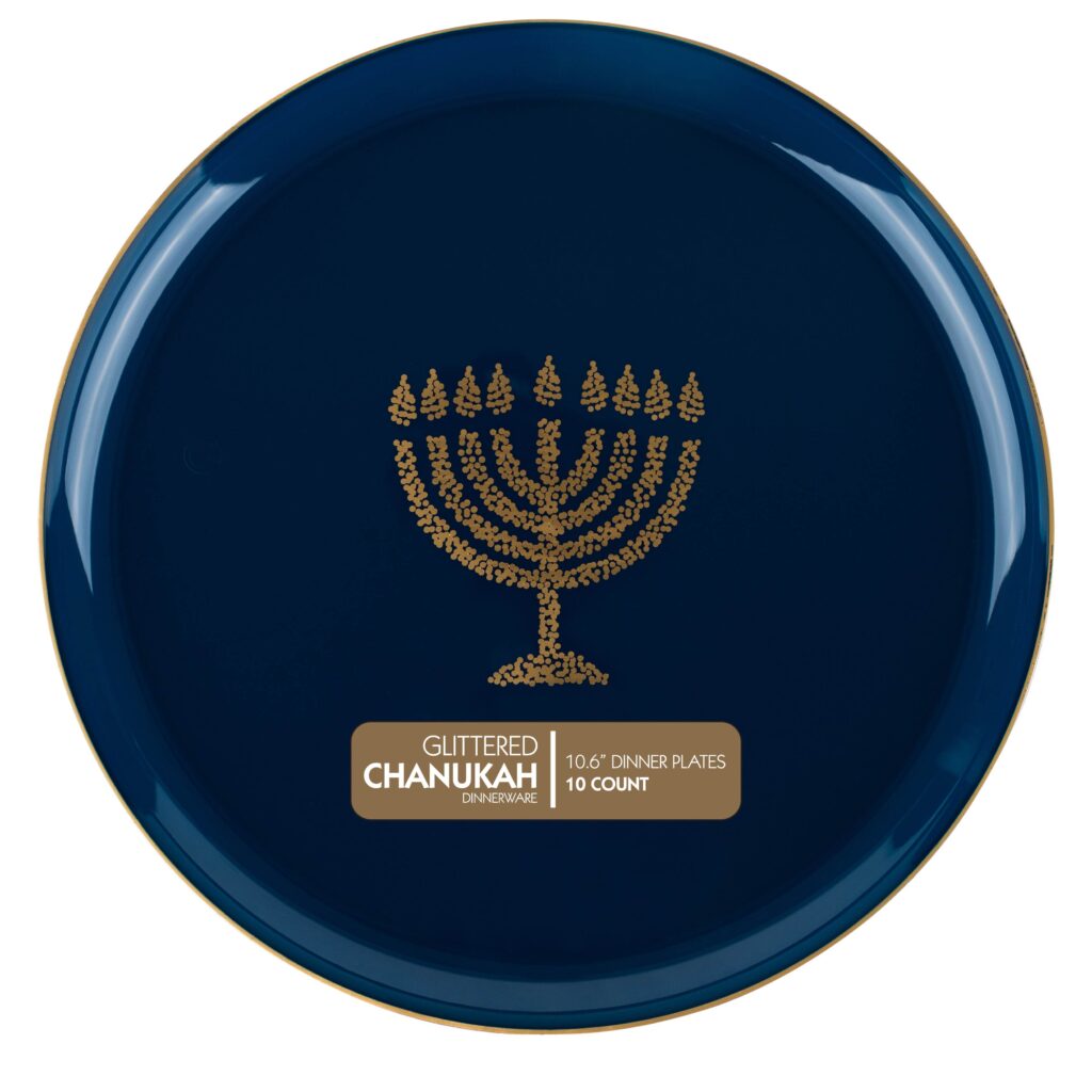 Chanukah Blue Glitter Plates