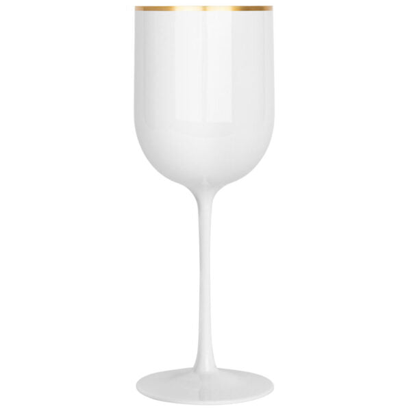White/Gold Rim Wine Glasses (5 Count)