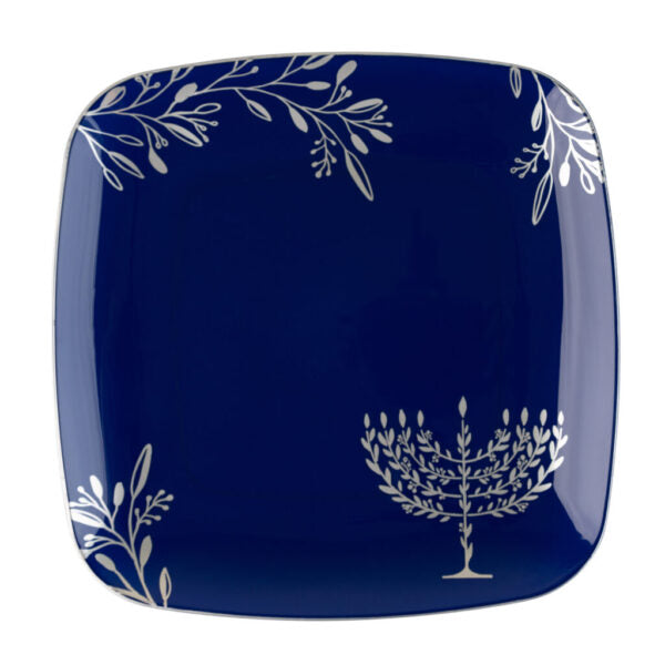 Chanuka Square Blue/Silver Plates