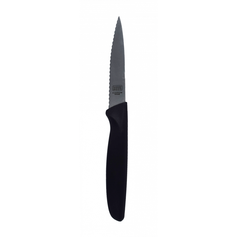 The Kosher Cook Knives - Pointed Tip, Serrated Edge (Black/Green/Red)