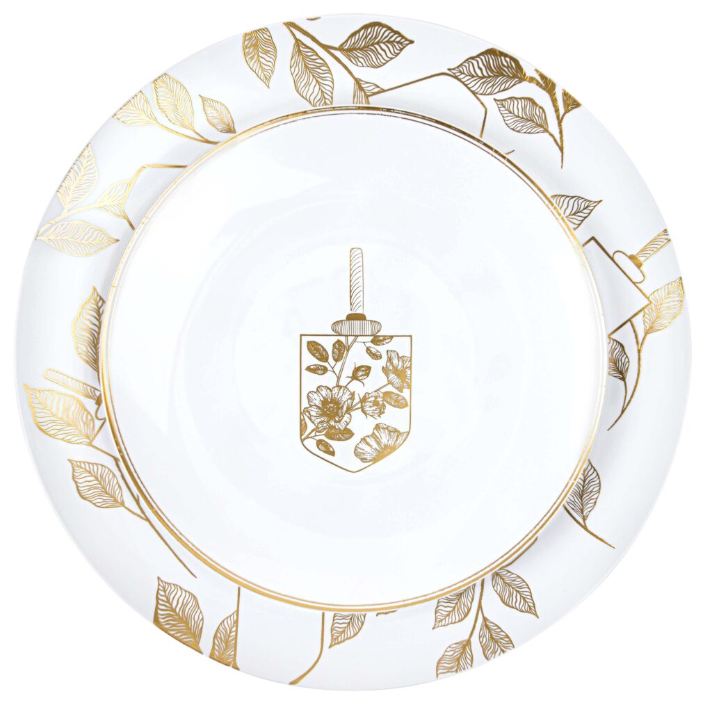 Chanuka White/Gold Plates