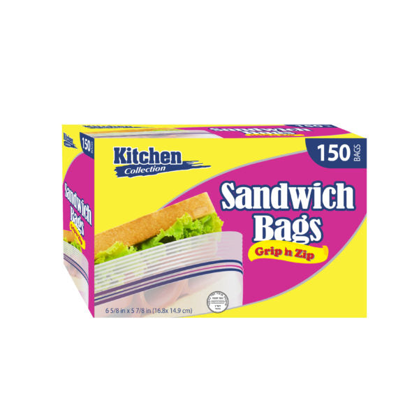 Grip &amp; Zip Sandwich Bags (150 count)