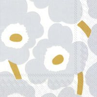 Marimekko Unikko White Silver Paper Lunch Napkins (20 count)