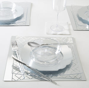 Luxe Square Clear • Silver Plastic Plates
