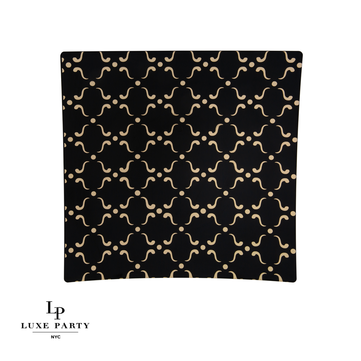 Luxe Square Black • Gold Pattern Plastic Plates