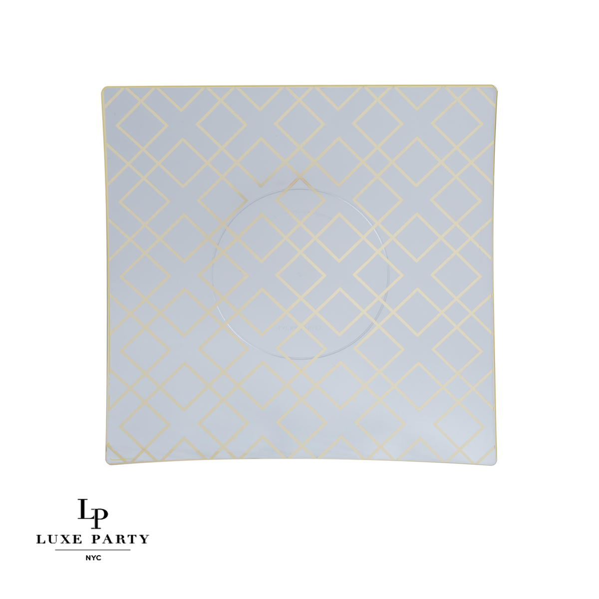 Luxe Square Clear • Gold Pattern Plastic Plates