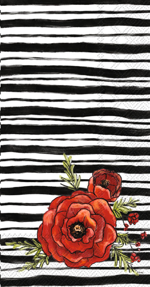 Peonies and Stripes Dinner Napkin