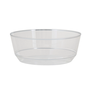 Luxe Round Clear/Silver Rim Plastic Bowls