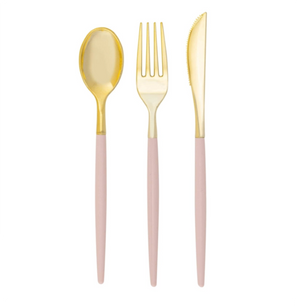 Luxe Blush/Gold Cutlery (32 Count)