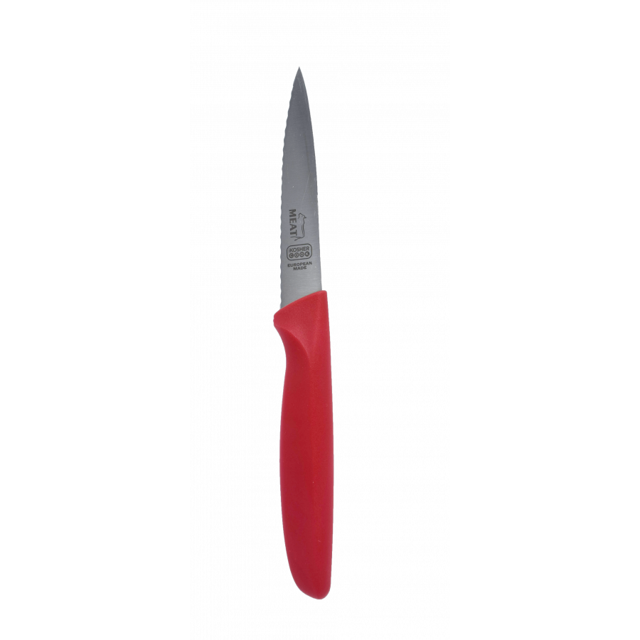 Choice 3 1/4 Serrated Edge Paring Knife with Red Handle