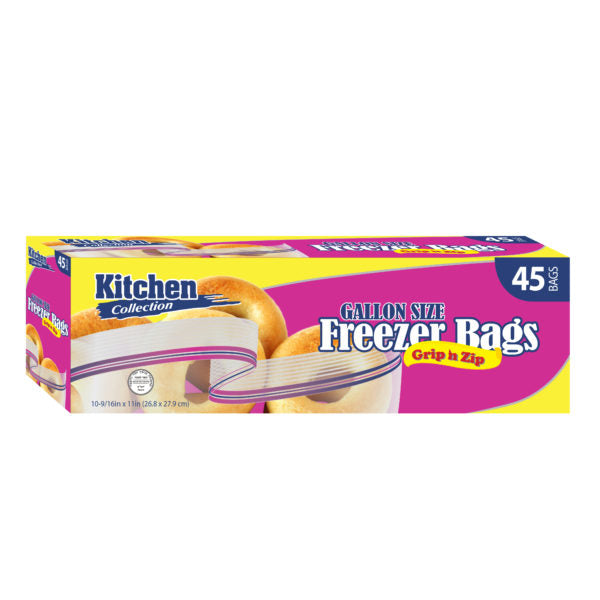 Grip &amp; Zip Gallon Freezer Bags (45 count)