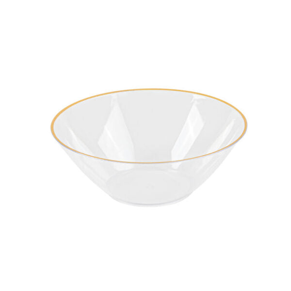 Organic White / Gold Rim 6 oz Plastic Party Bowls (10 Count)