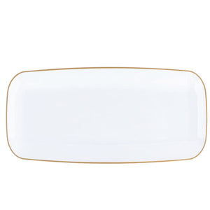 Organic White/Gold Rim 10.6" Rectangle Tray (2 Count)