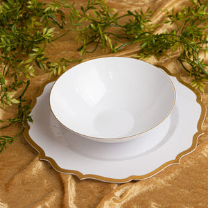 Organic White/Gold Rim 16 oz Bowls