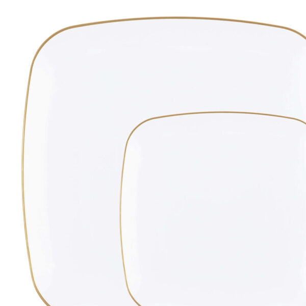 Organic Square Plates White/Gold
